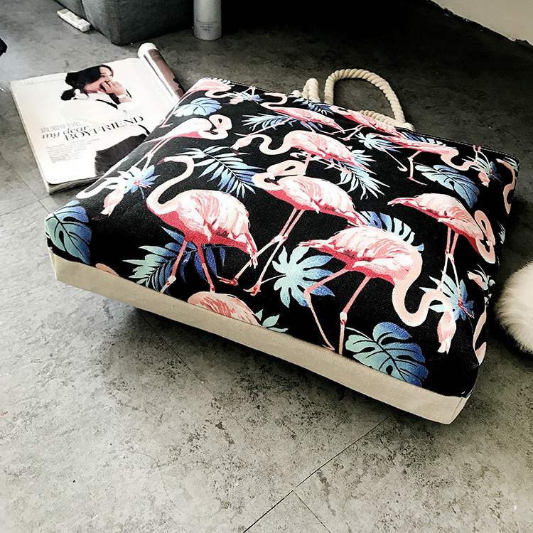 Flamingo Frauen Leinwand Tasche Große Strand Schulter Taschen Casual Weibliche Tote Hand Tasche Großen Einkaufstasche Weibliche Schulter Taschen CJ875