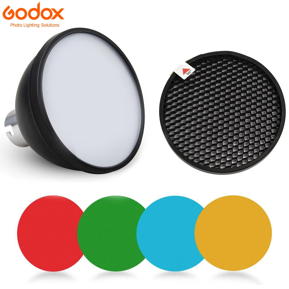 Godox AD-S11 kolor żele filtr siatki o strukturze plastra miodu + AD-S2 standardowy reflektor miękki dyfuzor dla Witstro AD-360 II AD360II AD180 AD200