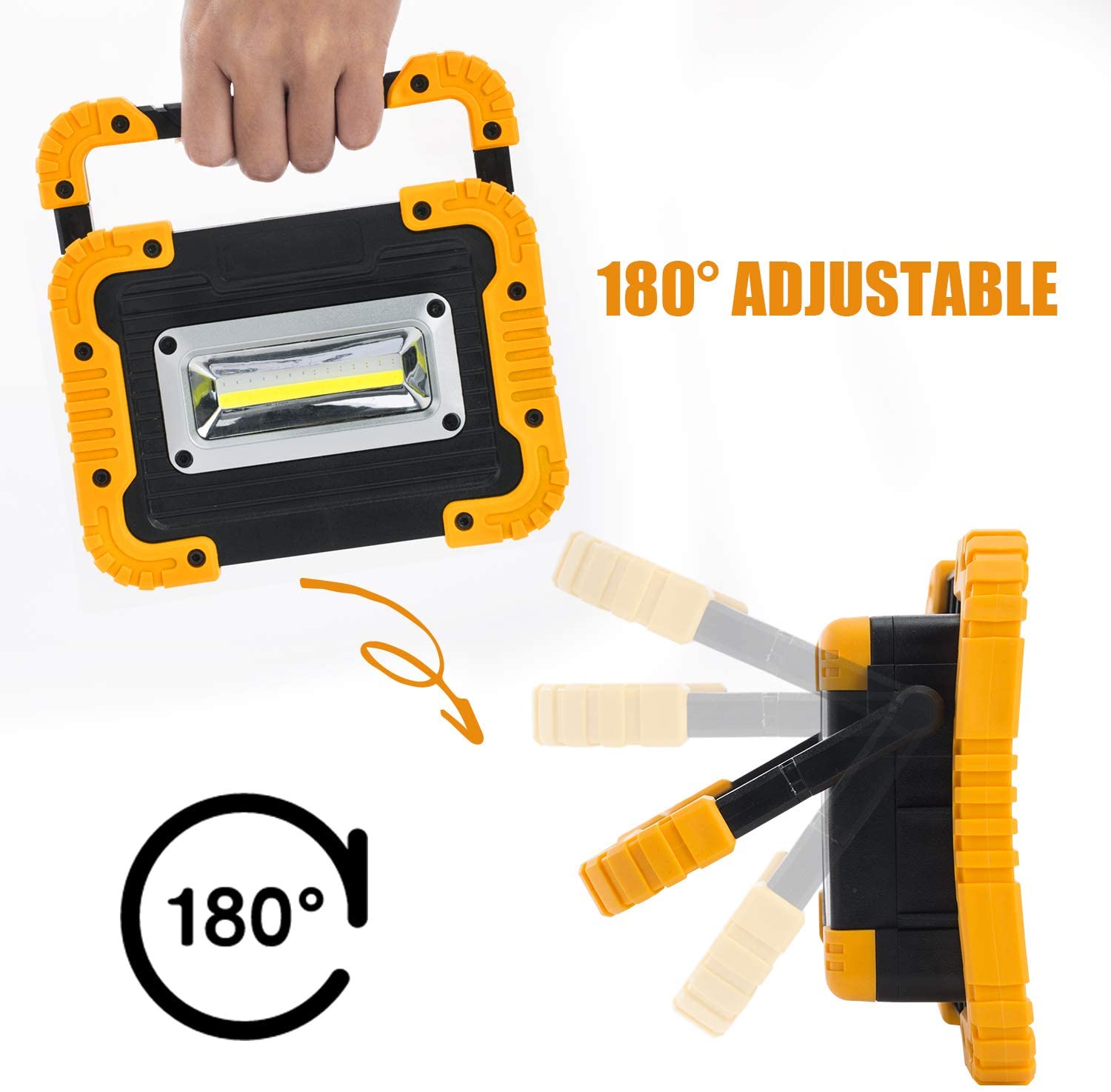 Portable LED work light Rechargeable COB work lamp waterproof LED flood light with bracket suitable for outdoor Car Repair
