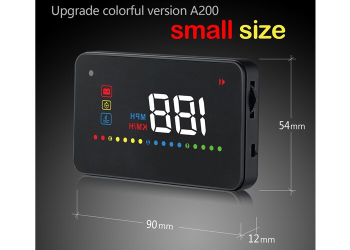 WiiYii A200 HUD OBD2 Kopf hoch Anzeige Auto Universal- tacho OBD2 temperatur wasser Projektion auf sterben windschutzscheibe für Auto hud