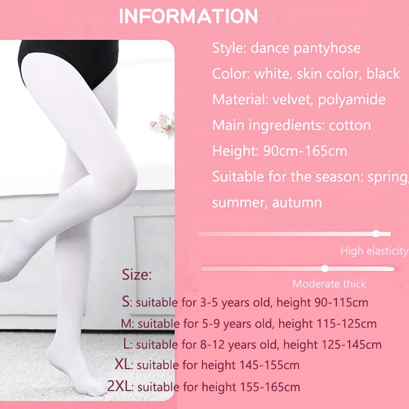 USHINE Spring and Summer Thin 90D Velvet Kids Dance Tights Girls Ballet Ballet Socks White Tights