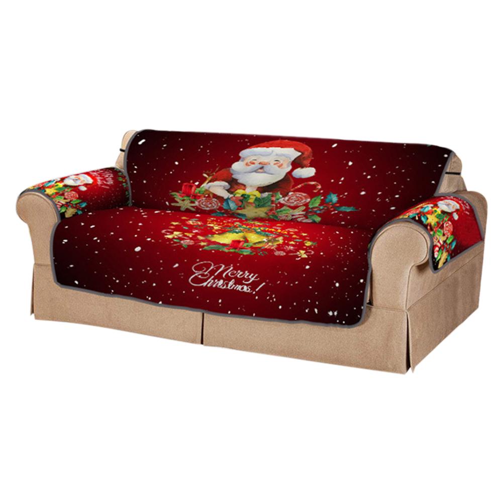 Jul 3d digital trykt sofa støvtæt betræk sofa beskyttende betræk maskine vaskbar sofa betræk juledekoration: Marine blå