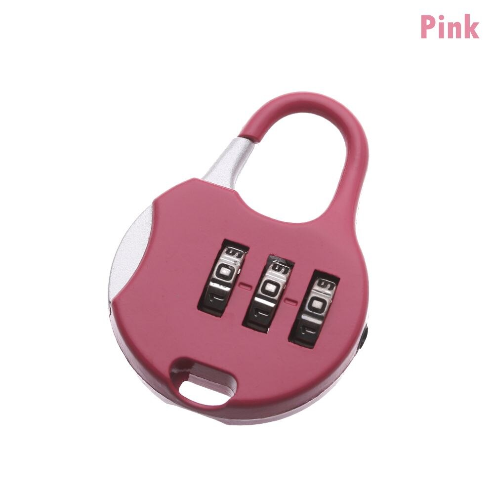 1Pc Mini 3 Dial Digit Number Code Password Lock Combination Code Travel Suitcase Luggage Diary Protector Metal Safe Lock: pink 1