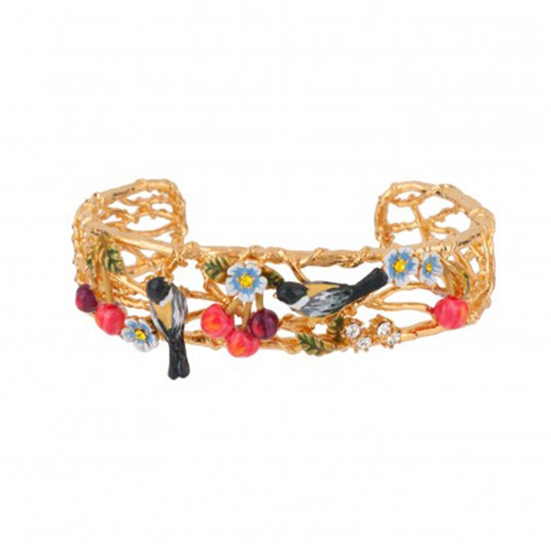 arrivals open bracelet enamel glazed oriole bird cherry orchard bracelet sweet