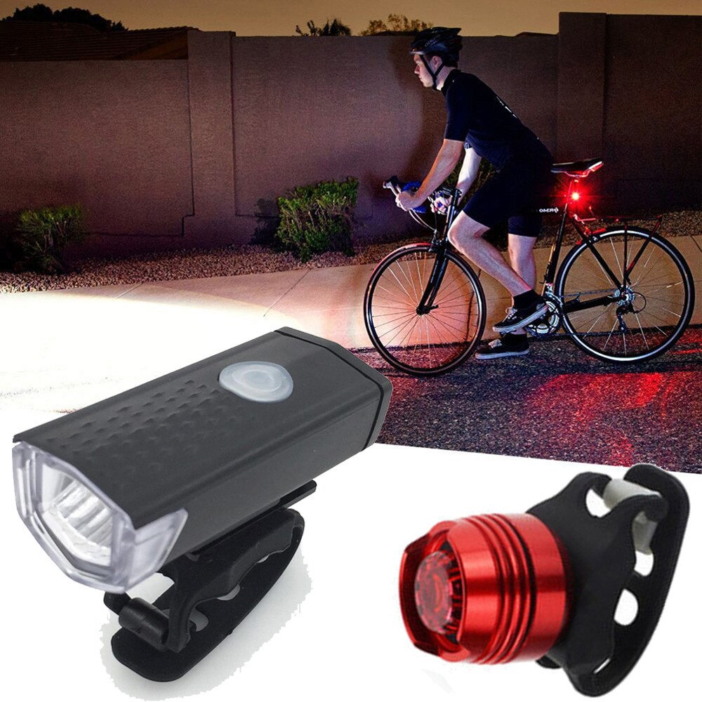 2*T6 Lampe USB avant à LED 200m Lampe rechargeable pour VTT vélo de montagne