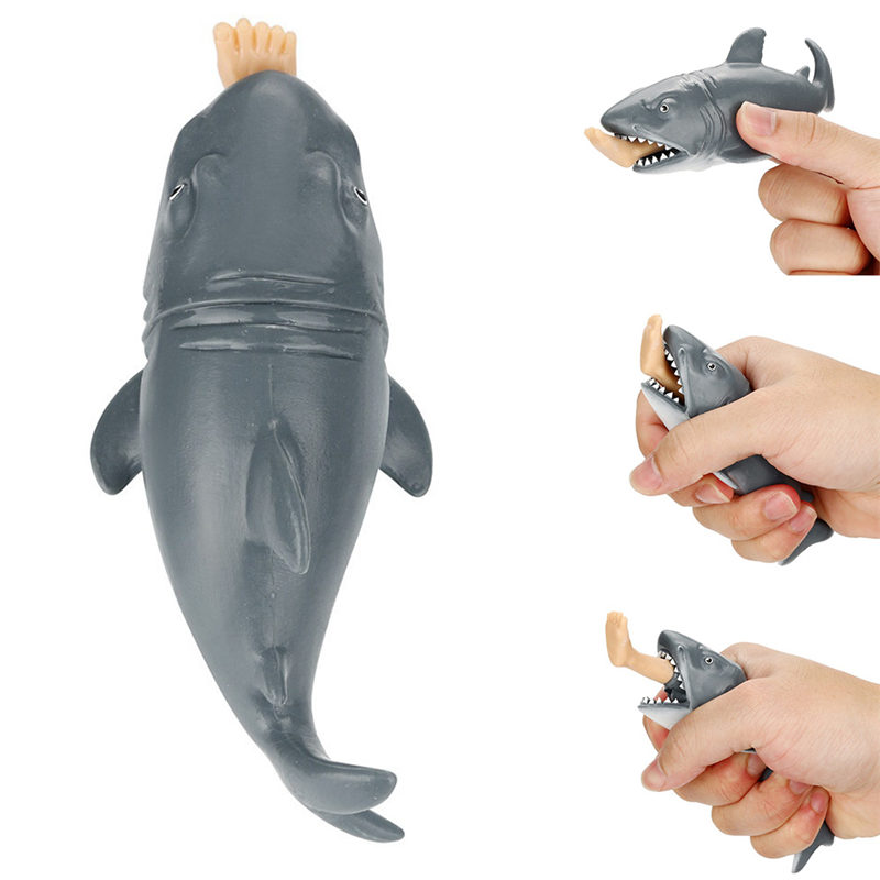 Kunststoff Kreative Anti Stress Squeeze Spielzeug Hungrig Shark mit Pop Heraus Surfer Bein Spielzeug Stress Relief Lustige Parodie Trick