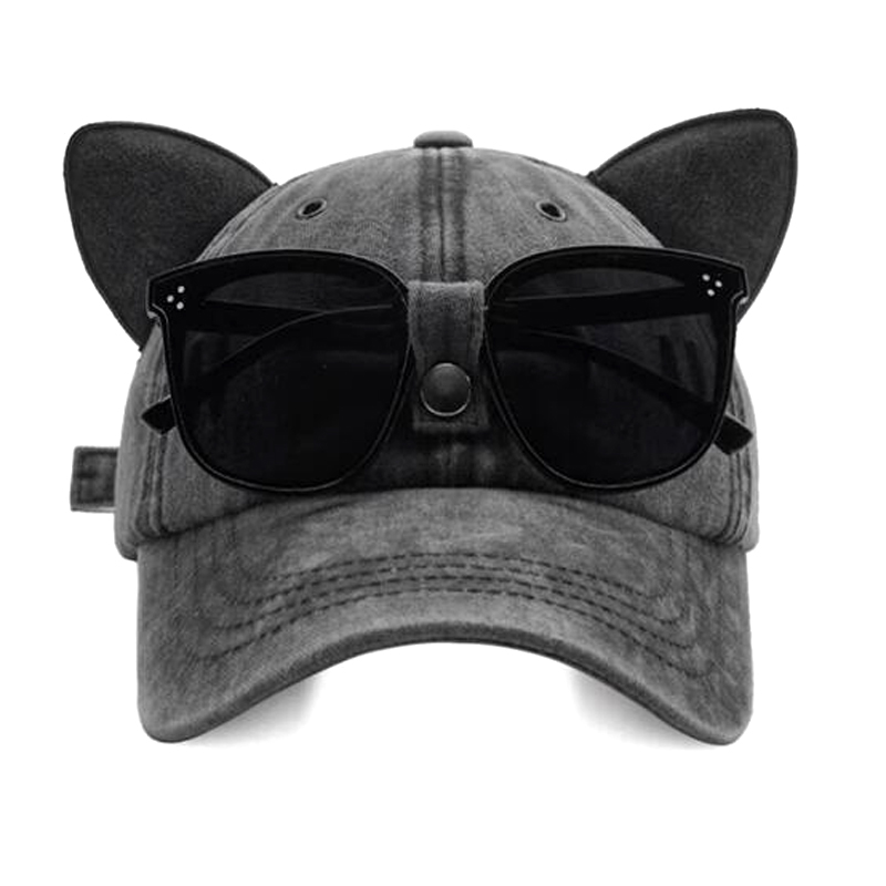 Meisjes Kattenoren Zonnebril Roze Baseballpet Ins Persoonlijkheid In Trendy Coole Meisjespet Gewassen Retro Katoenen Honkbalhoed