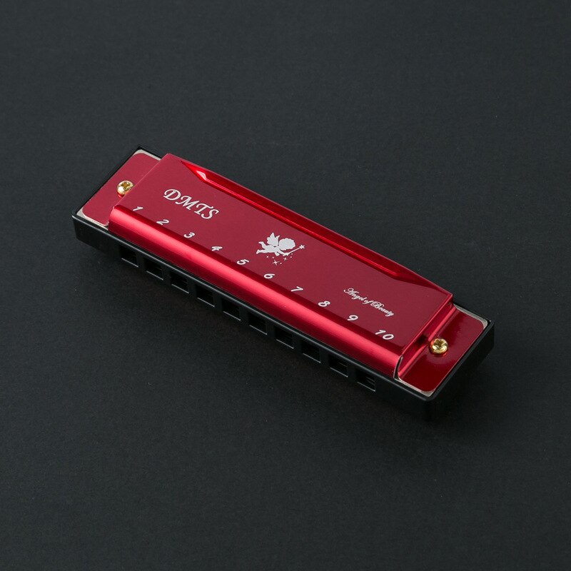 OEING Chromatic Harmonica - 10 Holes, 25 Keys, C Tone, Phosphor Bronze Reeds, Resin Body: Red