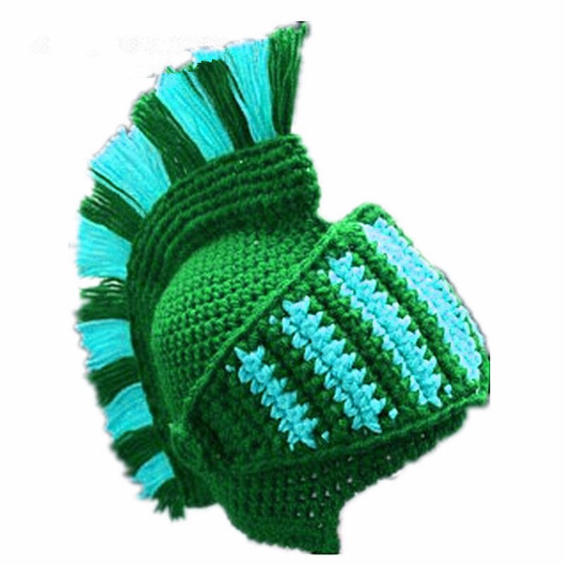 Spartan Helmet Knight Crochet Hat Knitted Hat Ski Funny Mask Warm Winter Caps Beanie for Men Women ALS88: Green