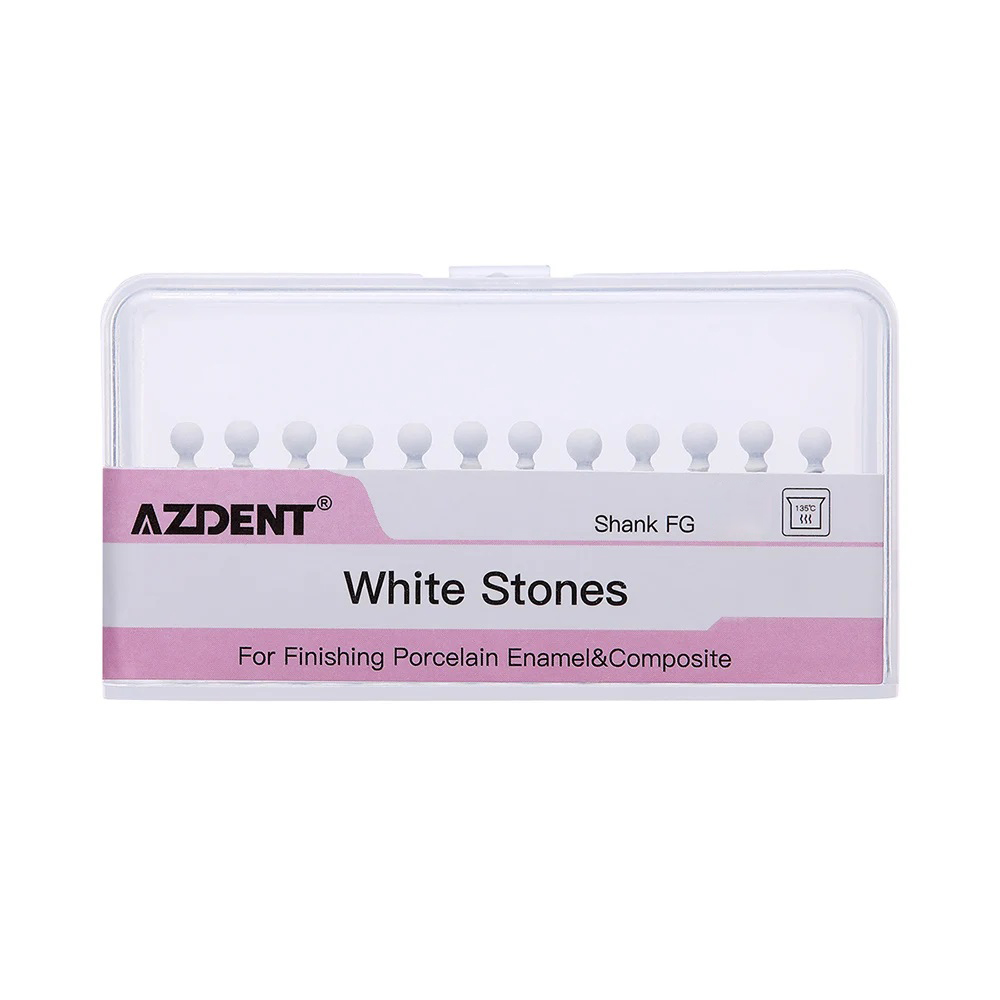 Azdent Dental Flame White Stone Polishing FG Burs 12/Pack Abrasion: green