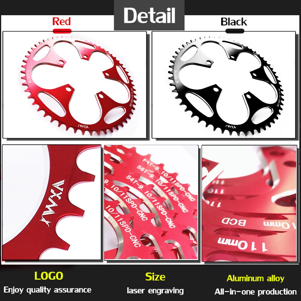 Vxm racefiets 110 bcd crank 50t 52t 54t 56t 58t kettingblad legering ultralicht klim power kettingblad plaat fietsonderdelen