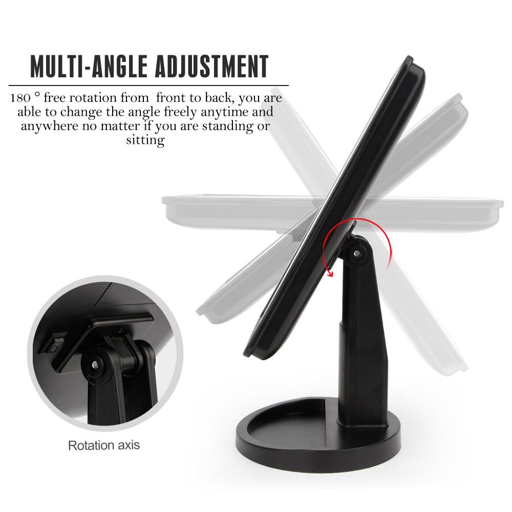 22 LED Lights Touch Screen Adjustable 180 Degree Rotation Makeup Mirror 1X 10X Magnifying Mirrors Vanity 16 Lights Table Mirror