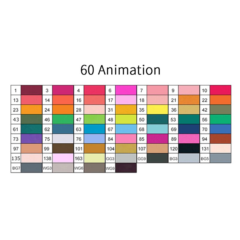 Touchthree 36/48/60/80 Colors Markers Set Manga Drawing Markers Alcohol Based Sketch Felt-Tip Brush Pen Art Supplies: 60 ANIMATION