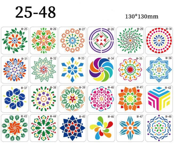 Mascherina Mandala - 13x13cm - Plastica - DIY Artigianato Pittura Spray Decorazione: 25-48