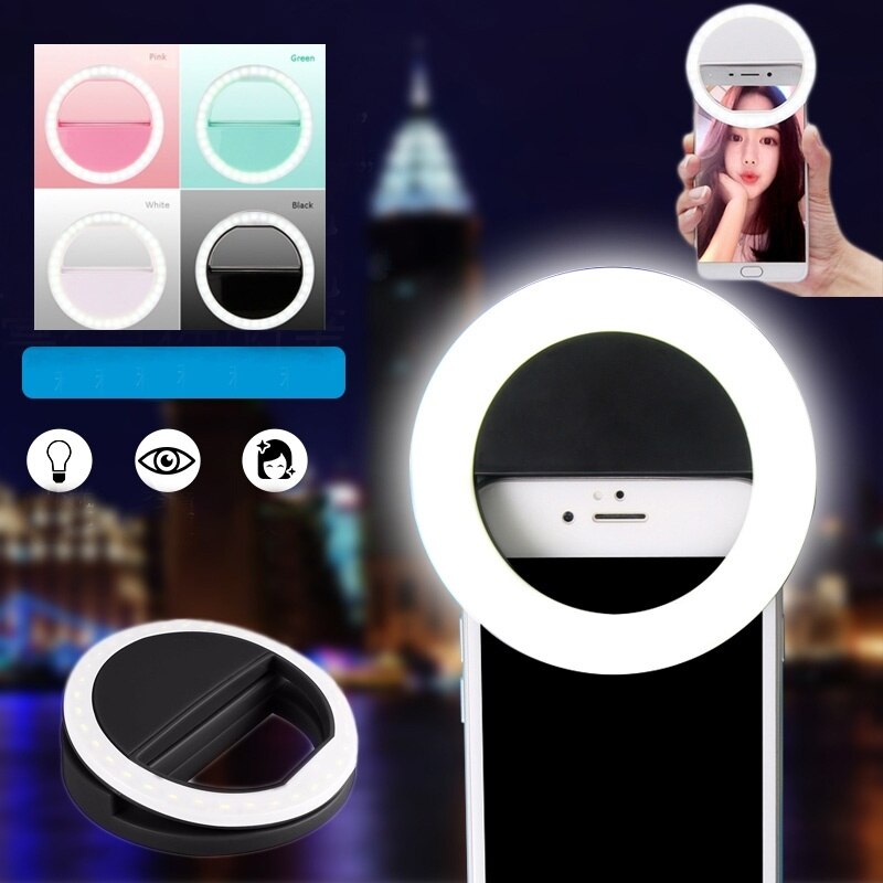 LED Ringlight Selfie Ring Light For iPhone Samsung Huawei Xiaomi Portable Photography Video Lights Clip Photographic Lighting