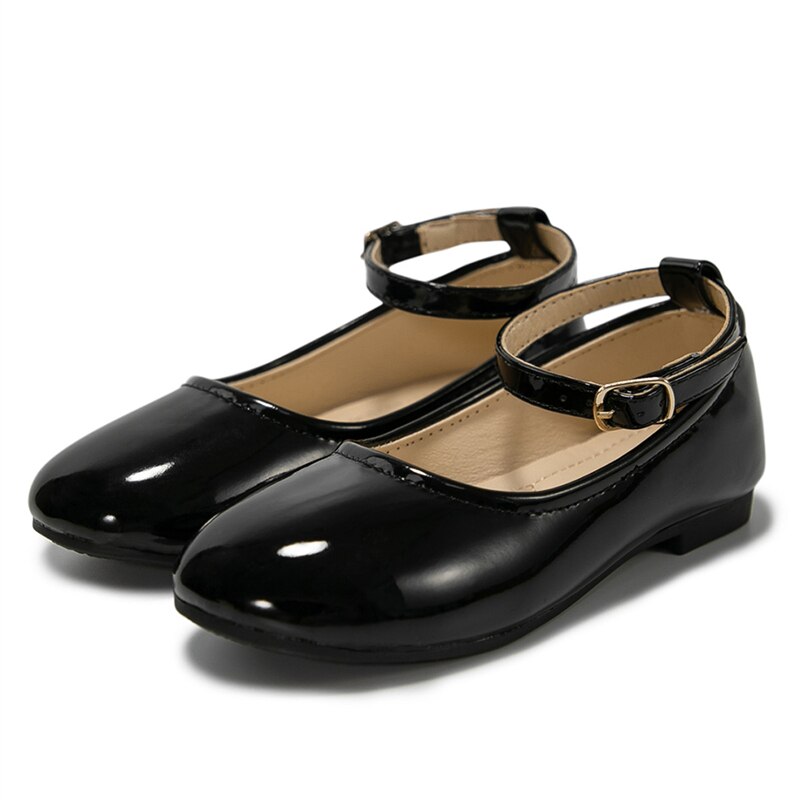 Chaussures en cuir noires pour enfants, printemps/automne, chaussures de princesse pour filles, spectacle, écolière, bébé, fête de danse, 02A