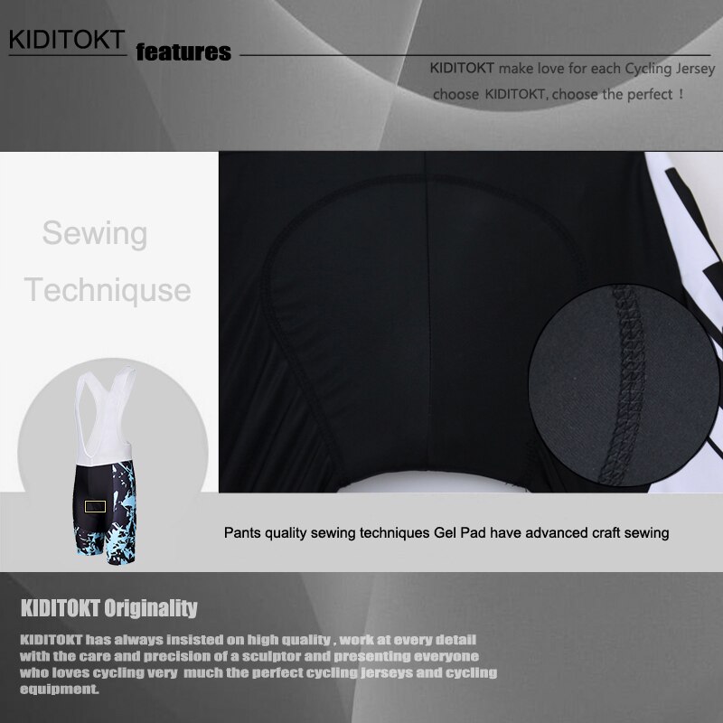 KIDITOKT Men Shockproof Quick-Dry Cycling Bib Tights 100% Lycra Bib Bicycle Shorts Breathable Mountain Bike Shorts Outdoor