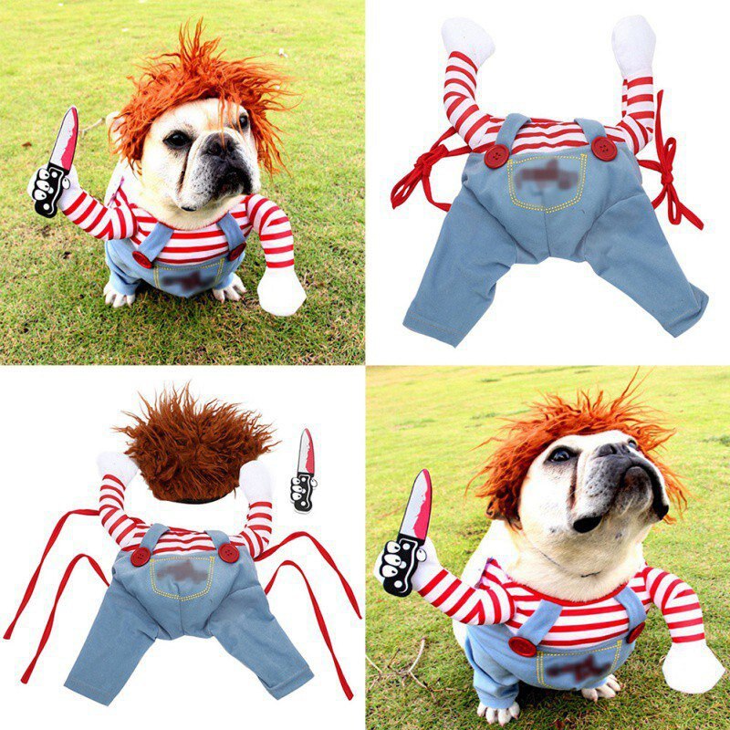 Halloween Dog Costumes Funny Pet Clothes Adjustable Dog Cosplay Costume Sets Novelty Clothing For Medium Large Dogs Bulldog Pug