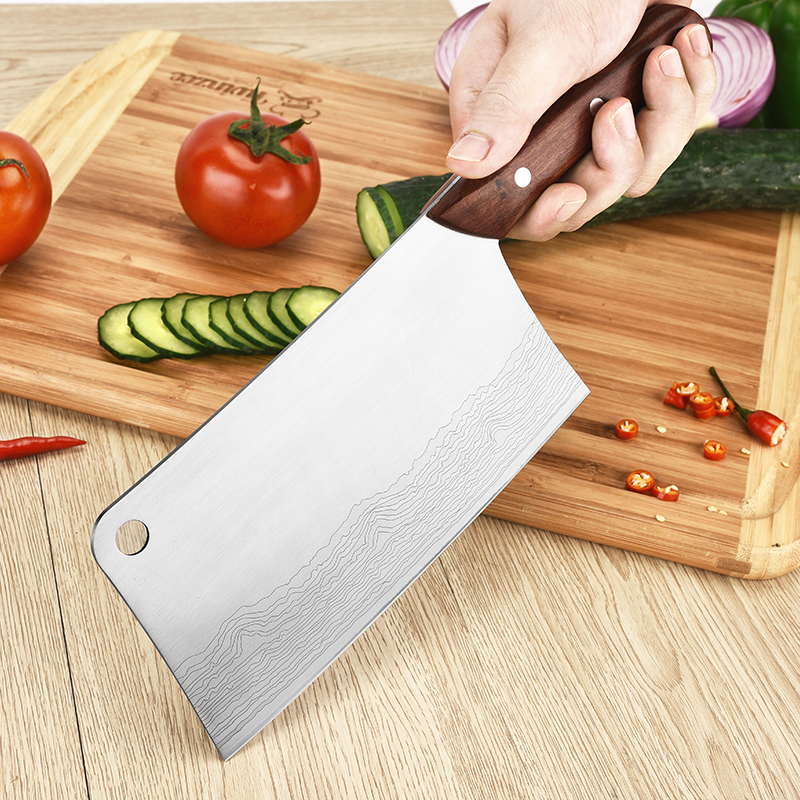 Meat Knife Kitchen Cleaver Chinese Chef Knives 8 inch 7CR17 Stainless Steel Wood Handle Sharp Blade Slicing Cutting Knives Tools