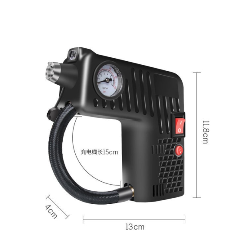 DC 12V Electric Portable Air Compressor Pump Small Tire Inflator 100 PSI Tyre Pressure Monitor 19 Cylinders for Car Motor Bike