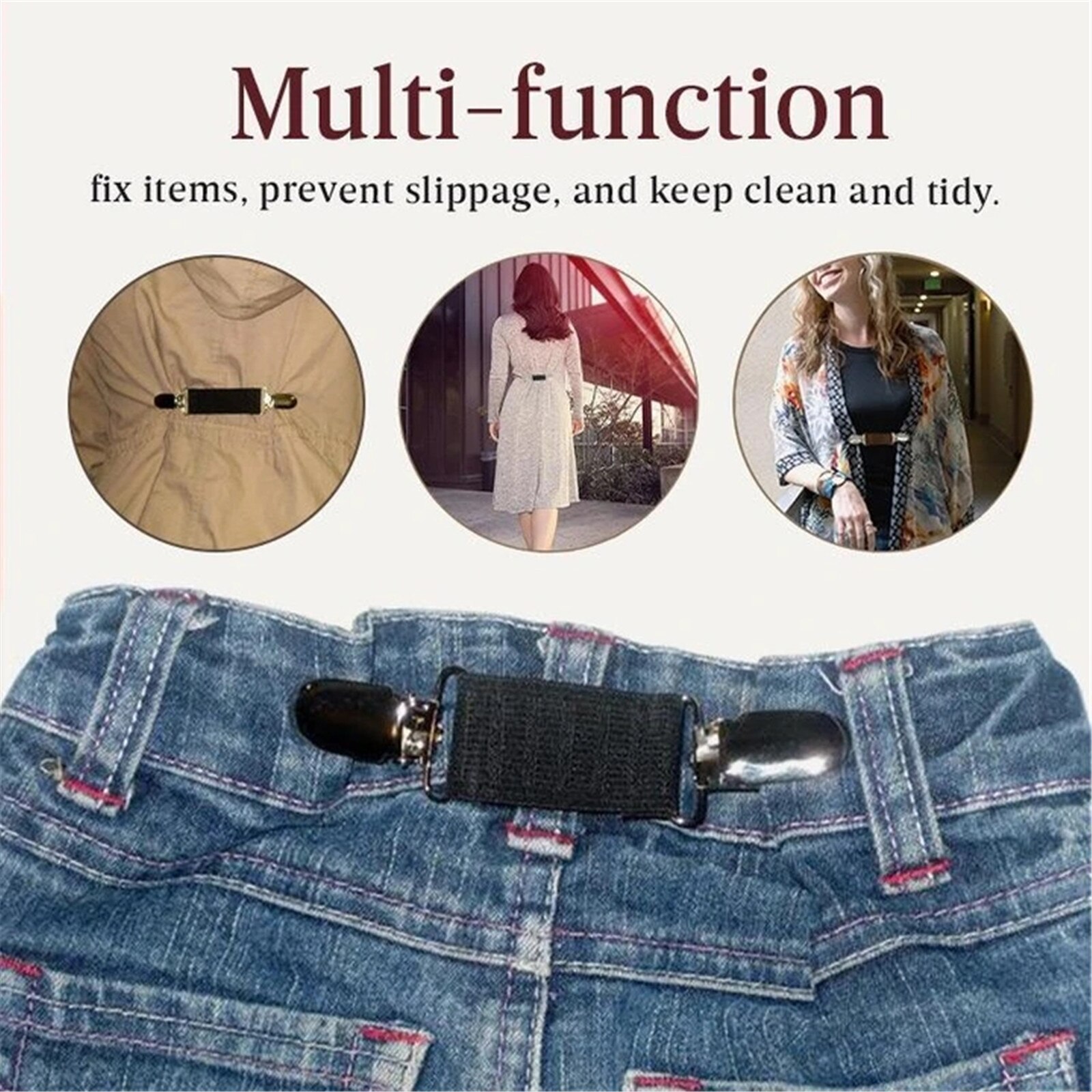 Verstelbare Stretch Taille Riem Platte Gesp Vrouwelijke Mode Kleding Bevestiging Buckle Antislip Bevestiging Knop Kleding Anti-Vallen clips