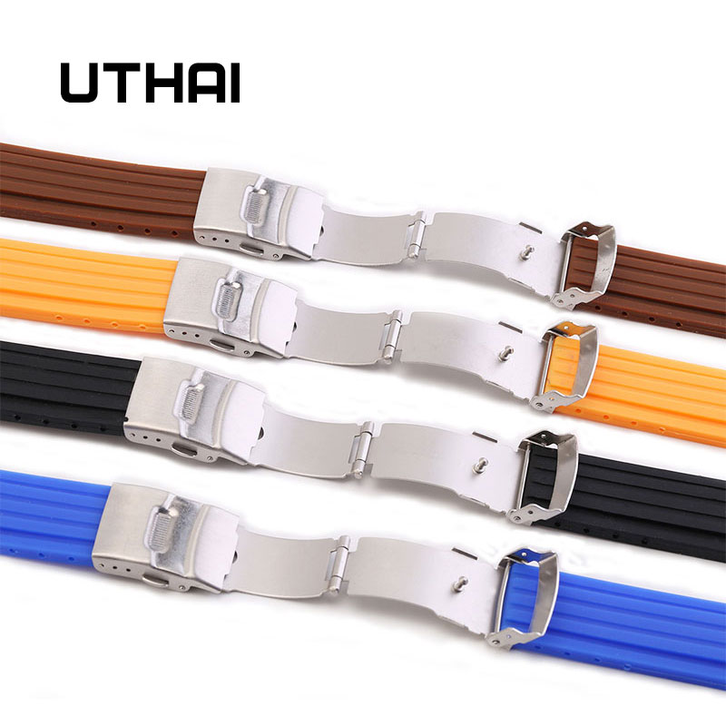 Uthai Z21 18Mm 20Mm 22Mm 24Mm Horlogebanden Siliconen Band Soft Rubber Band Waterdichte Sport Band Band patroon