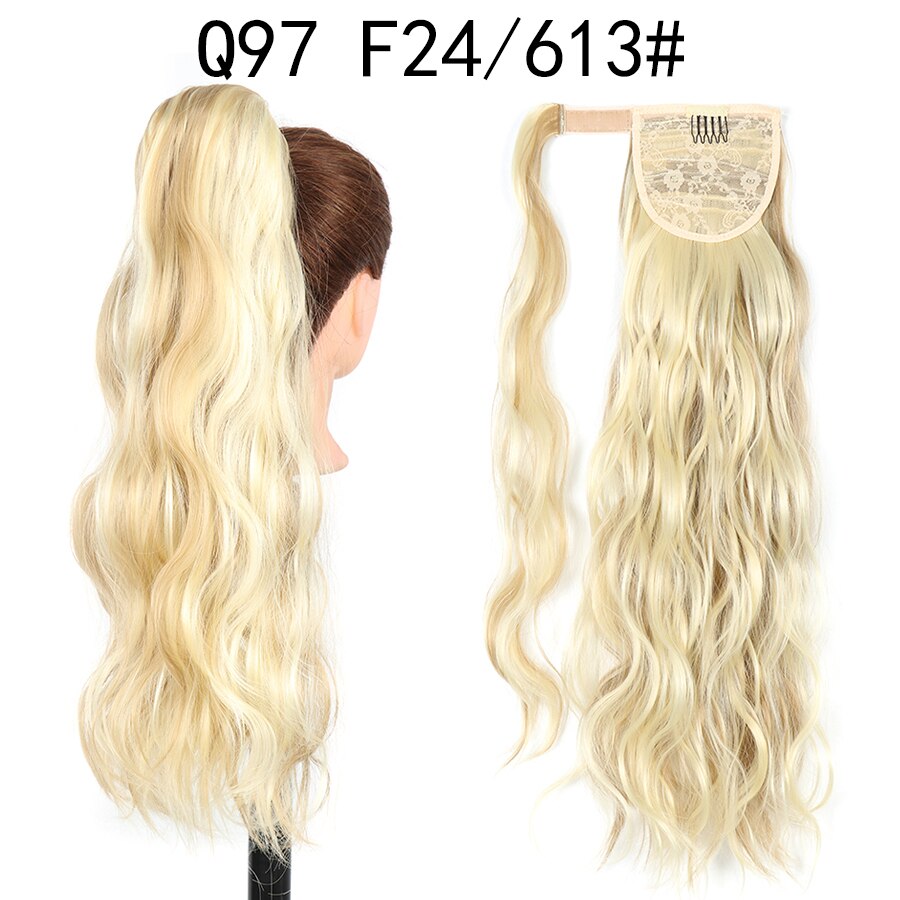 Hairpiece włosy w koński ogon rozszerzenie fałszywy ogon napowietrzny Natual faliste warkocze sznurek koński ogon z klipsami w syntetycznym: Q97-F24-613
