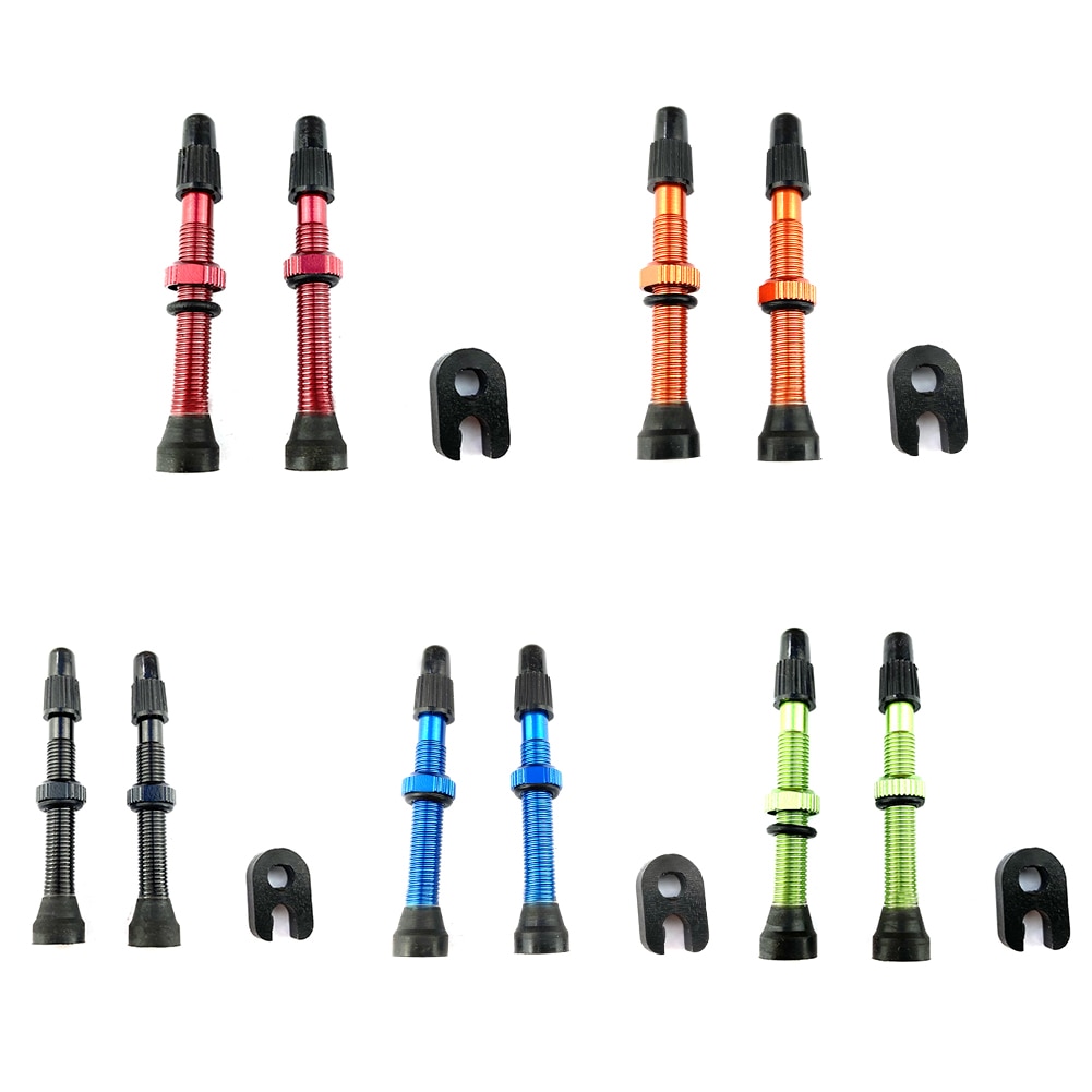 1 Pair 60mm Aluminum Alloy Stem French Presta Valve + Tool for MTB Road Mountain Bike Bicycle Tubeless Tire Tyre Accesories