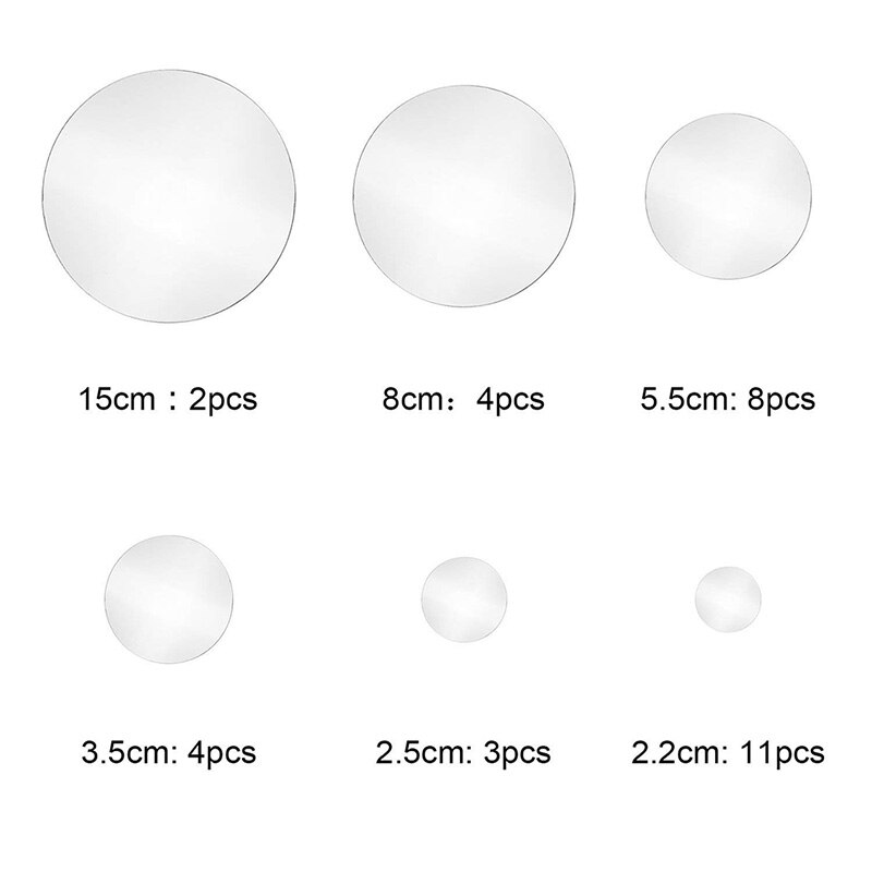 32 Stuks Ronde Cirkel Spiegel Muurstickers Home Decoratie Instelling Behang Decal Kamer Stickers
