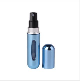 Spot portable 5ml Mini self pump perfume bottle bottled, rechargeable spray bottle, aluminum perfume bottle: shiny blue