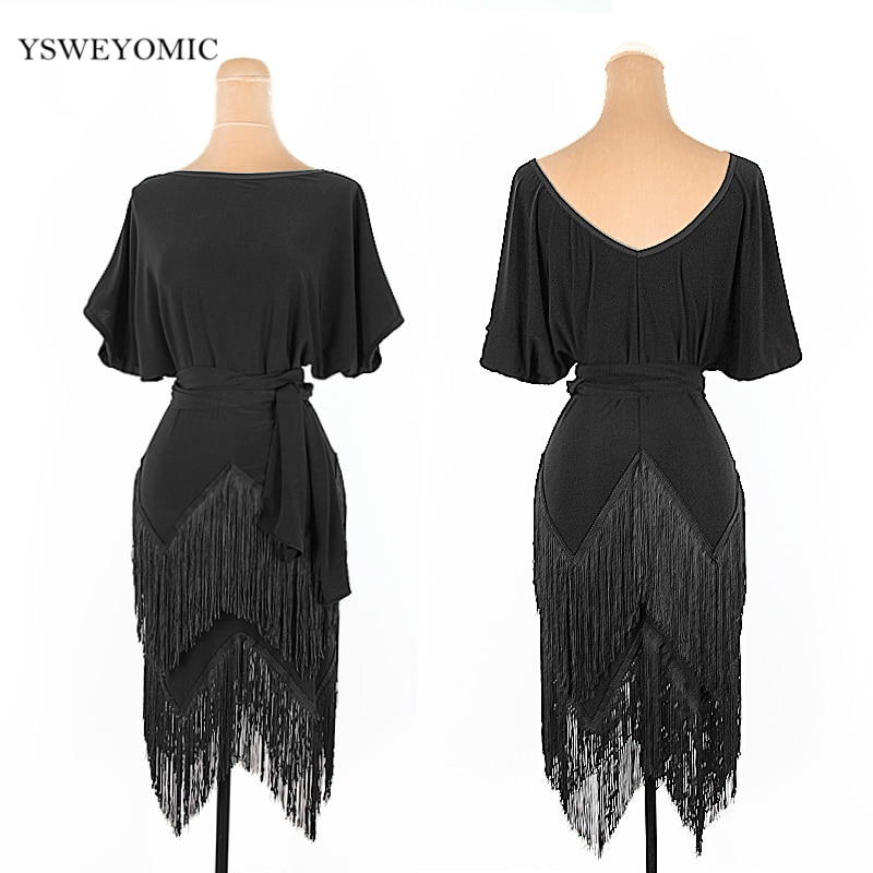 Latin Dance Costume Female Adult Practice Latin Ballroom Dance Dress fringe Latin skirt L286