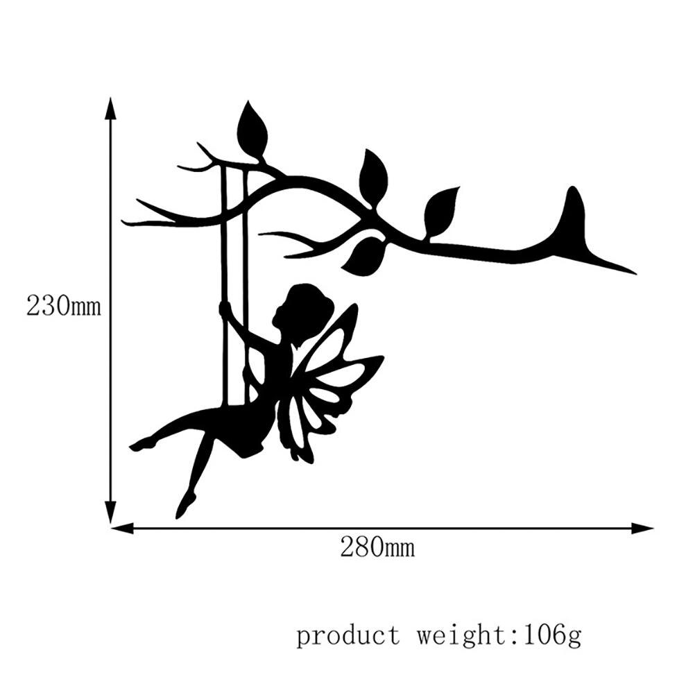 Silhouette féerique en métal, décoration suspendue, branche d&#39;arbre, Art mural pour jardin, cour, accessoires de décoration d&#39;extérieur
