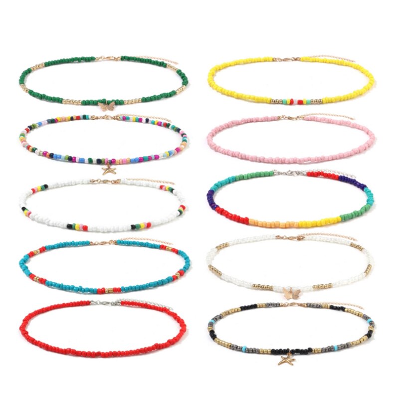 1 Pc Bunte Kleine Perle Schmetterling Stern Anhänger Choker Böhmen Halskette Frauen Schmuck