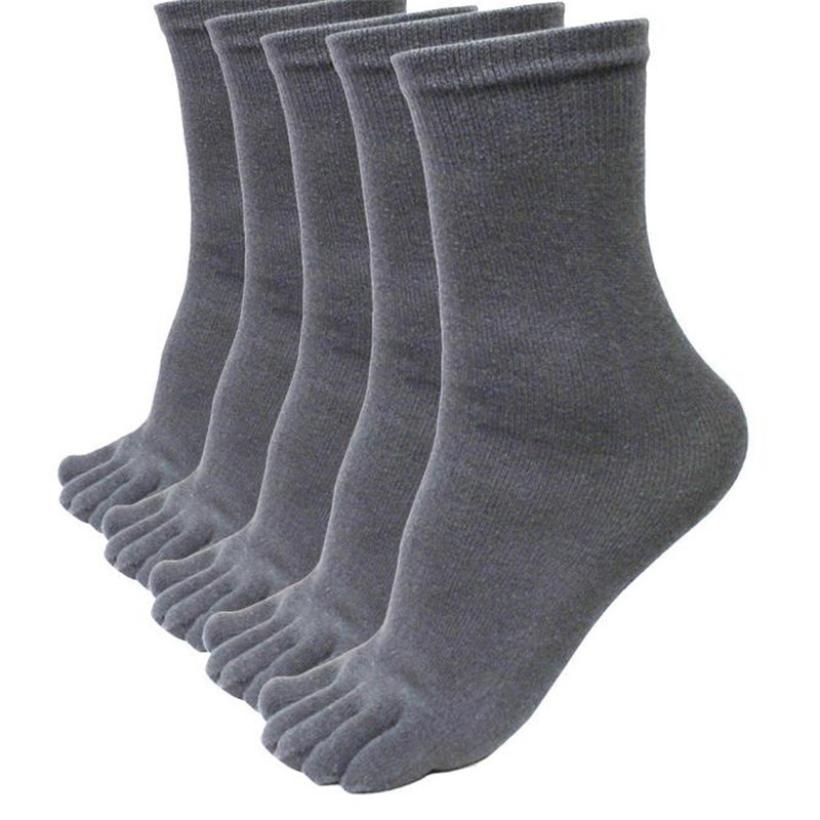 5 par femfingertå strømper elastiske korte soild sokker 17 nov 3: Grå