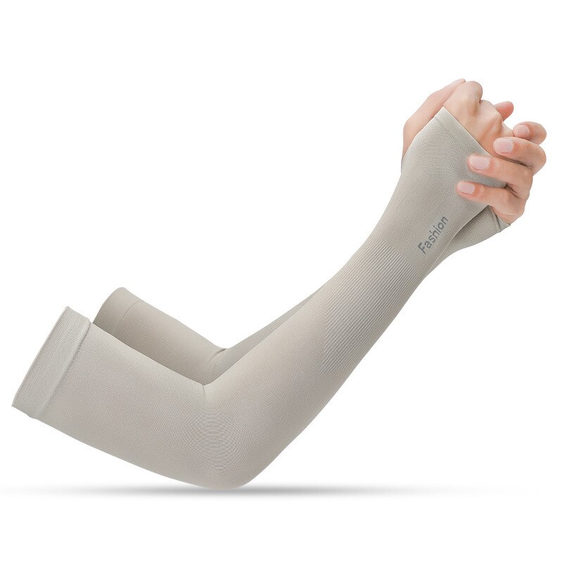 1 Pair Outdoor Cycling Riding Sun Protection Ice Silk Arm Sleeves Bicycle Arm Support Protector Hand Sleeve Cover Cooling Sleeve: Finger gray