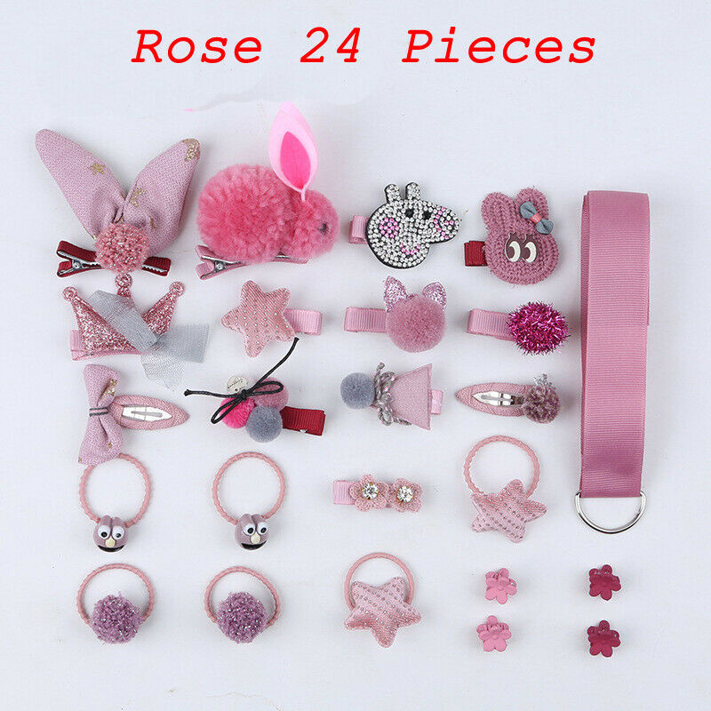 Baby Accessories Kids Girls Hair set Hair Clips Barrette Hairpin 24-piece Set Hair Accessory Box Bowknot: 3