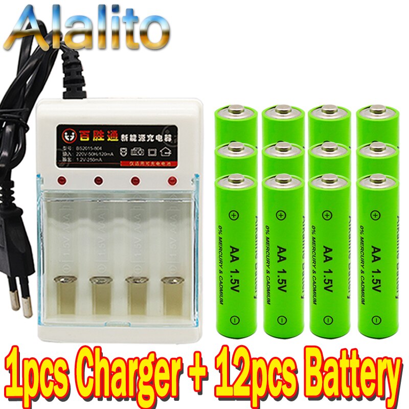 AA Batterie 3000 1,5 V Quanlity Akku AA 3000mAh NI-MH 1,5 V Wiederaufladbare 2A Batterie 3000mAh + ladegerät: Gelb