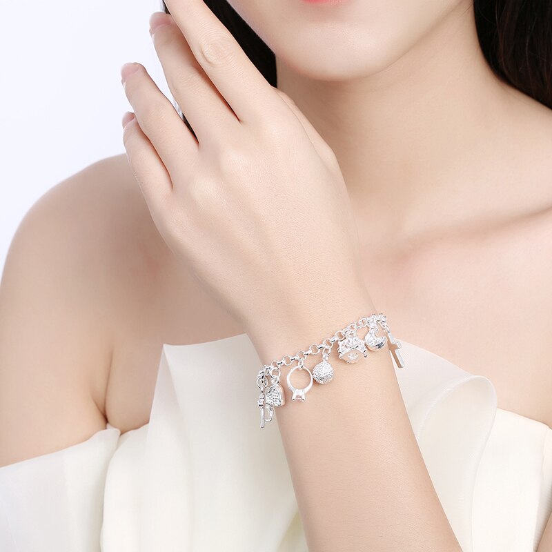 925 silber Schmuck-einstellen Für Frauen 13 Verschiedene Anhänger Armbinde Halskette Hochzeit Schmuck