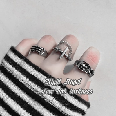 HZ Hip Pop Vintage Silber Metall Punk Kette Kreuz Offene Ringe Gürtel Schnalle Finger Ringe für Frauen männer Party schmuck