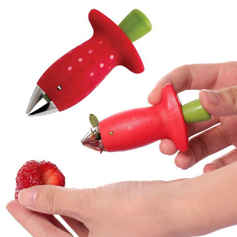 Utensilio para quitar hojas y Frutas de plástico de Metal, utensilio para quitar tallos de tomate, cuchillo para fresas, removedor de tallo, herramienta de cocina