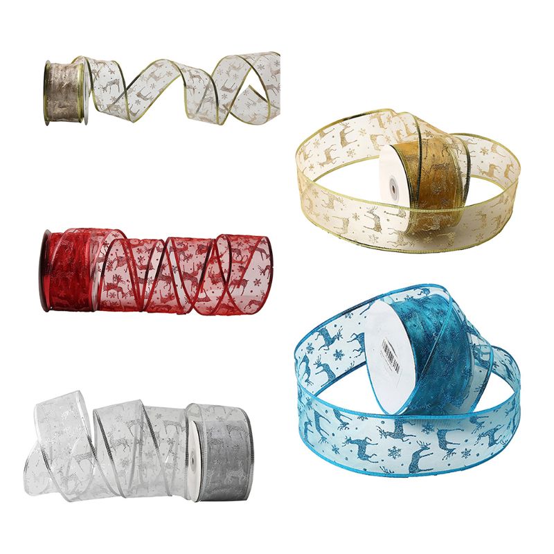 50 meter/rol glitter transparant organza kerst elandlint voor bruiloftsfeest