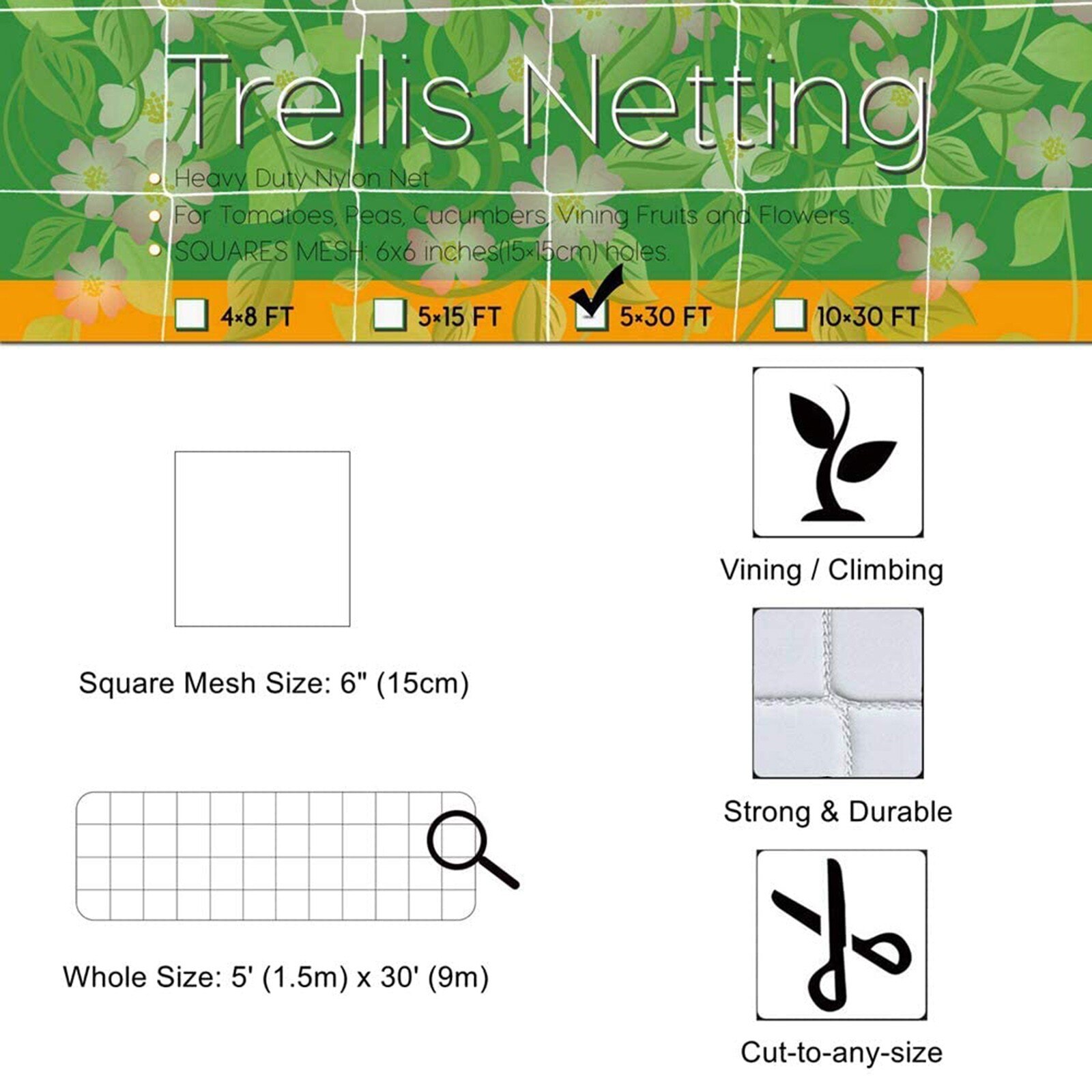 Multitool Heavy Duty Plant Trelli Netting Vine Climbing Gr-ow Support Net 5 X 30ft Plant Seeds Garden Netting Семена Овощей