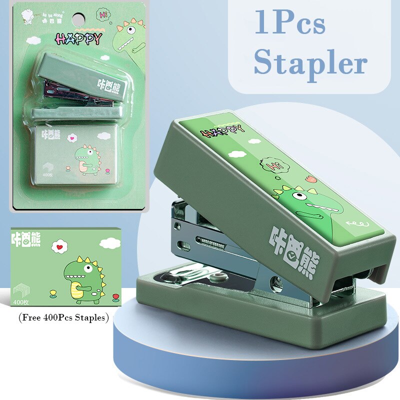 Bear Mini Stapler Set with 400pcs Staples Kawaii Astronaut Paper Binder Stationery Office Binding Tools School Supplies: 02