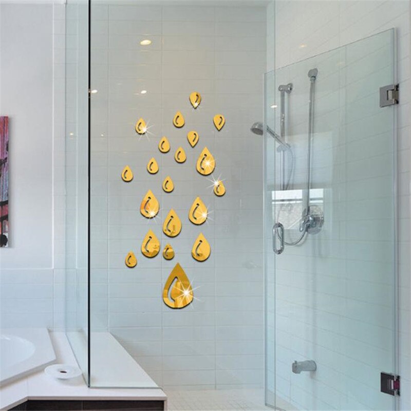 Acrylic Mirror Sticker Self Adhesive Wall Sticker Personality Raindrop Wall Sticker For Bathroom Glass Home Decor