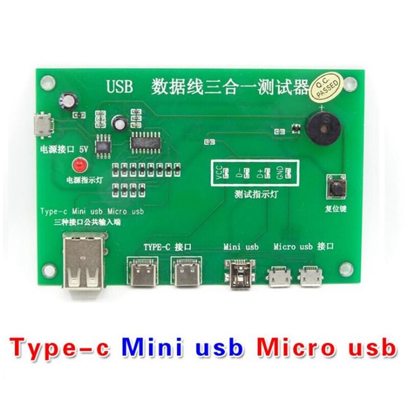 Usb Kabel Tester, data Wire Test Armatuur Precieze Type-C/Mini Usb/Micro-Usb Usb Kabel Tester Oplaadkabel tester