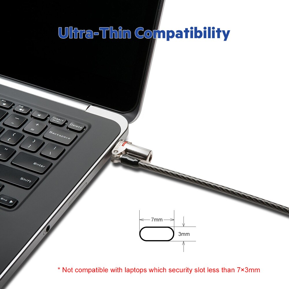 Kensington Original Ultra-Thin Keyed Laptop Lock Highest Security Level with 1.5m Steel Cable Anti-Theft for Ultrabook K64590