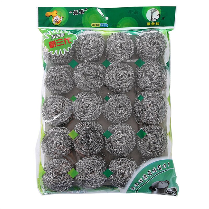 Saim Kitchen Wire Cleaning Ball Wash Pan Stainless Steel Wire Balls Kitchen Cleaning Brush Pot Cleaning Ball 20 pcs/pack JJ50777