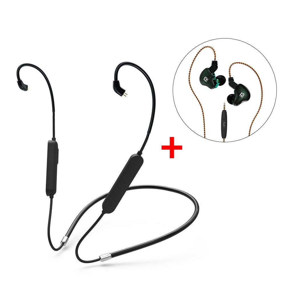 AK KBEAR S1 Bluetooth 5.0 Sports Bluetooth Upgrade Cable Wireless Headset Mate for KBEAR KS2 KB04 KB06 TRI I3: Green with mic cable