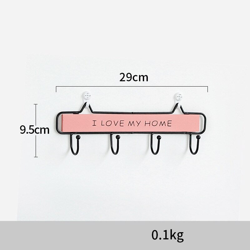 CAPTAINIRON Wall Hanging Letter Hooks for Key Holder Wall Decoration Hanger Iron Craft for Home Decor and Kitchen Tools Perchero: Pink Home-4Hooks