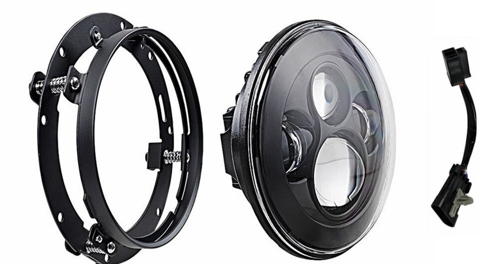 7 tommer rund led -forlygte fjernlys 7 "forlygter monteringsbeslagsringstøtte til harley road king motorcykel: 7 tommer og beslag b